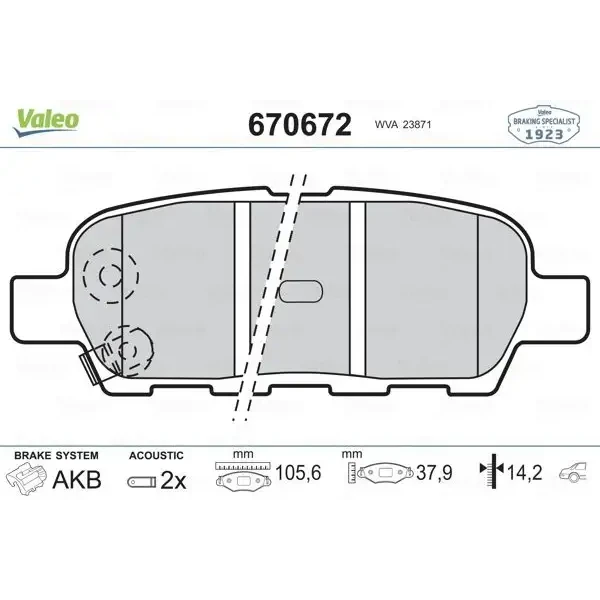 Valeo Arka Fren Balatası – 670672