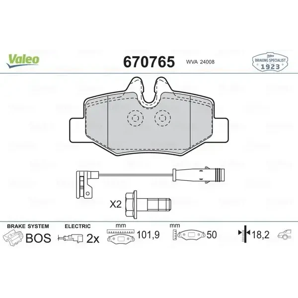 Valeo Arka Fren Balatası – 670765