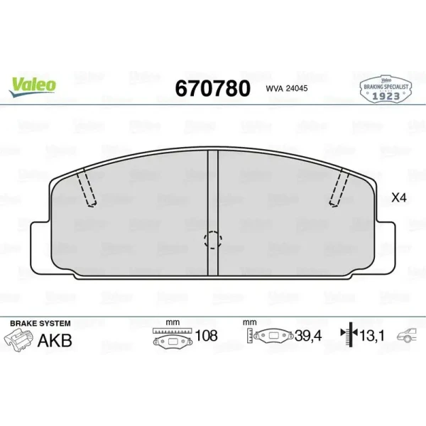 Valeo Arka Fren Balatası – 670780
