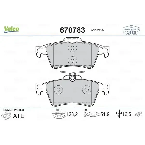Valeo Arka Fren Balatası – 670783