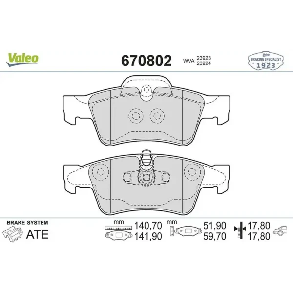 Valeo Arka Fren Balatası – 670802