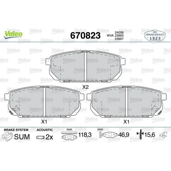 Valeo Arka Fren Balatası – 670823 / OEM 583023ED01