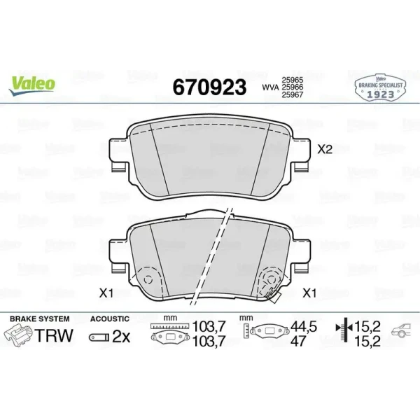 Valeo Arka Fren Balatası – 670923