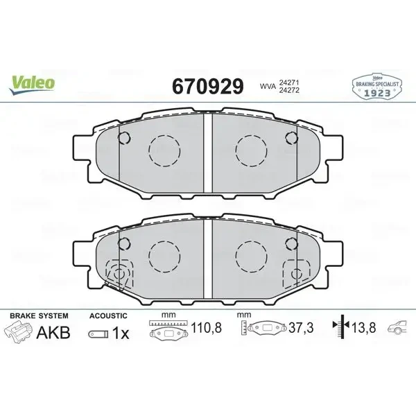 Valeo Arka Fren Balatası – 670929