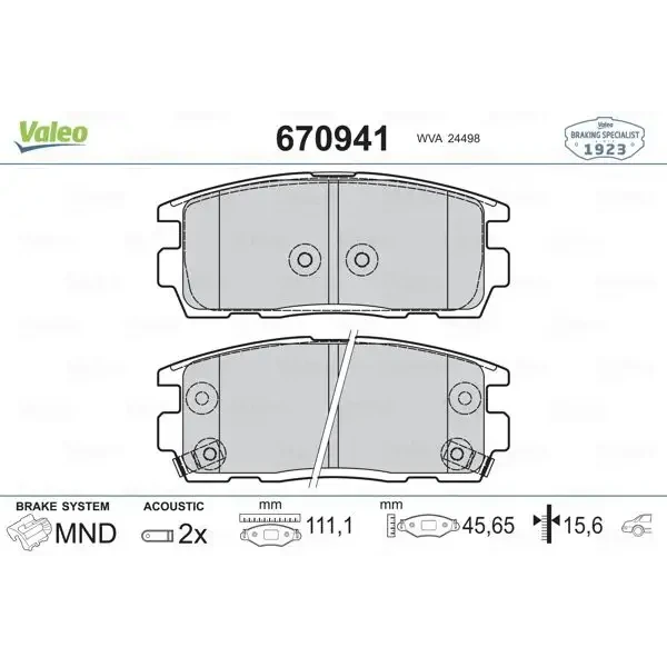 Valeo Arka Fren Balatası – 670941