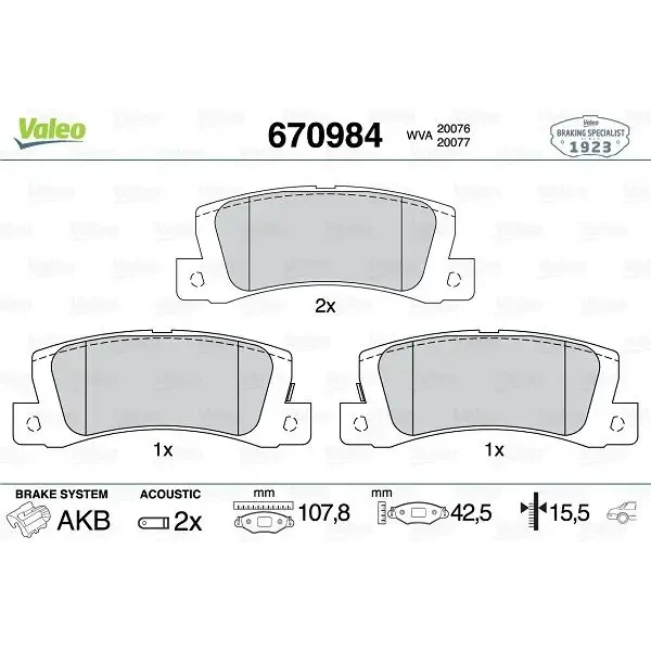 Valeo Arka Fren Balatası – 670984