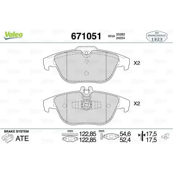 Valeo Arka Fren Balatası – 671051 / OEM A0074206120 ürün görseli