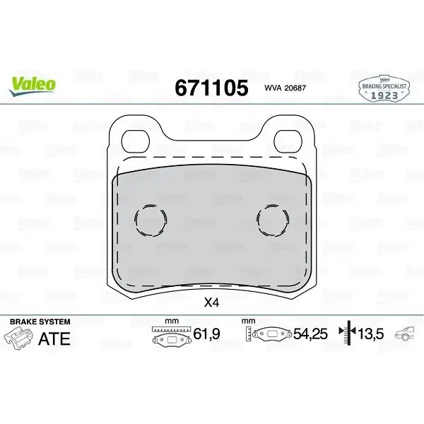 Valeo Arka Fren Balatası – 671105