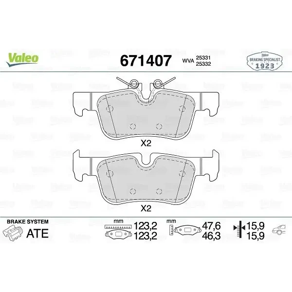 Valeo Arka Fren Balatası – 671407