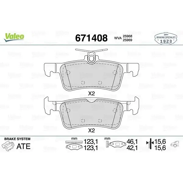 Valeo Arka Fren Balatası – 671408 / OEM 1647875880