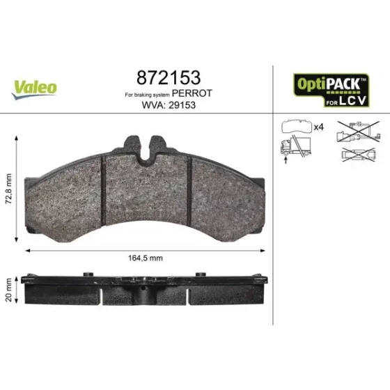 Valeo Arka Fren Balatası – 872153 ürün görseli