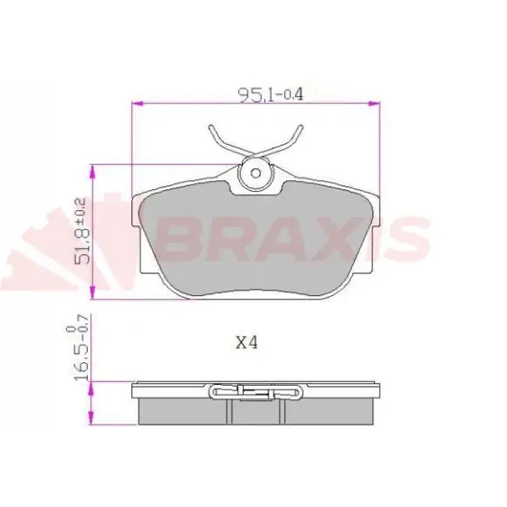 Braxis Arka Fren Balatası – AA0608 ürün görseli