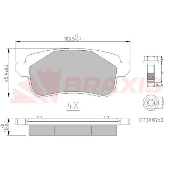 Braxis Arka Fren Balatası – AA0672 / OEM 440608235R ürün görseli