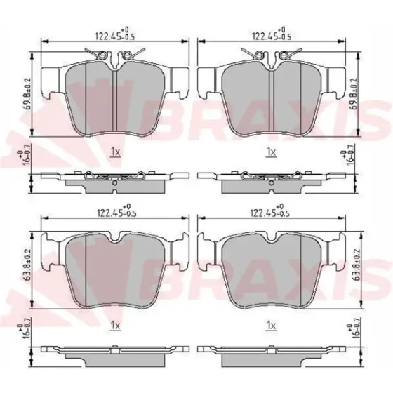 Braxis Arka Fren Balatası – AA0707 / OEM A0004208300 ürün görseli