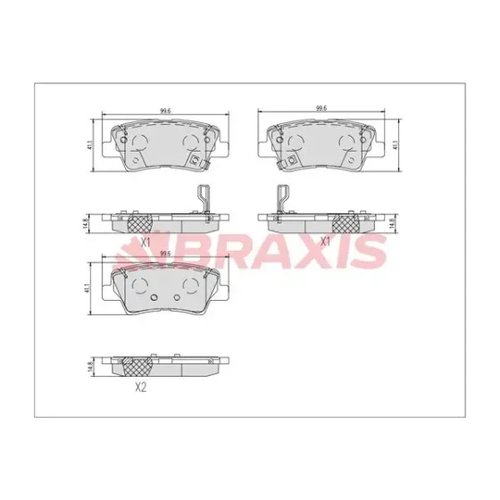 Braxis Arka Fren Balatası – AA0751 / OEM 58302H8A08 ürün görseli