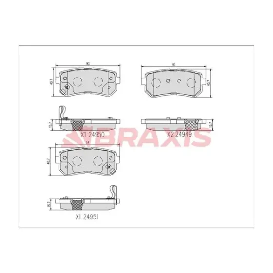 Braxis Arka Fren Balatası – AA0753 / OEM 58302D7A00 ürün görseli