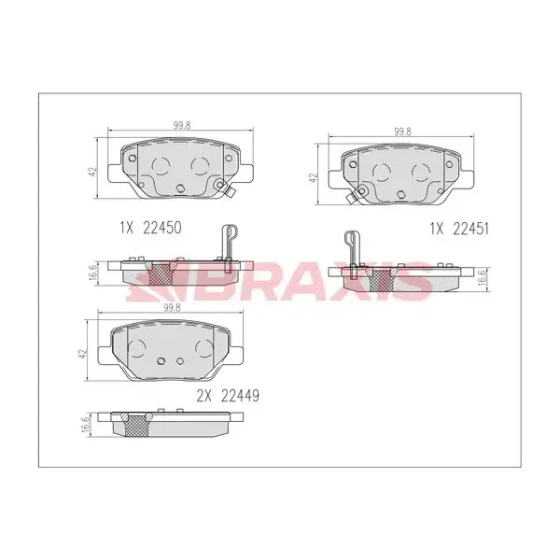 Braxis Arka Fren Balatası – AB0609 / OEM 77367717 ürün görseli