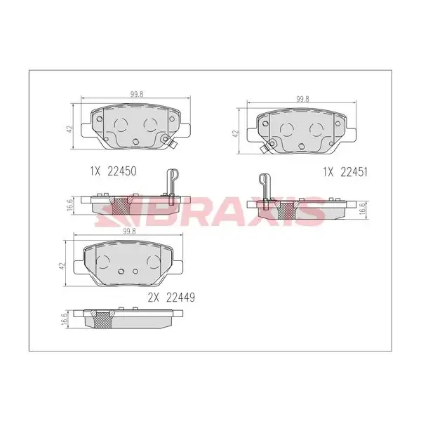 Braxis Arka Fren Balatası – AB0609 / OEM 77367717