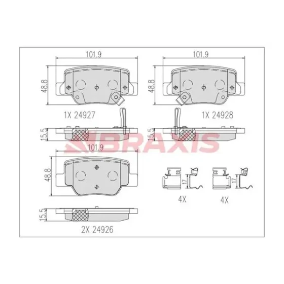 Braxis Arka Fren Balatası – AB0618 / OEM 044660F010 ürün görseli