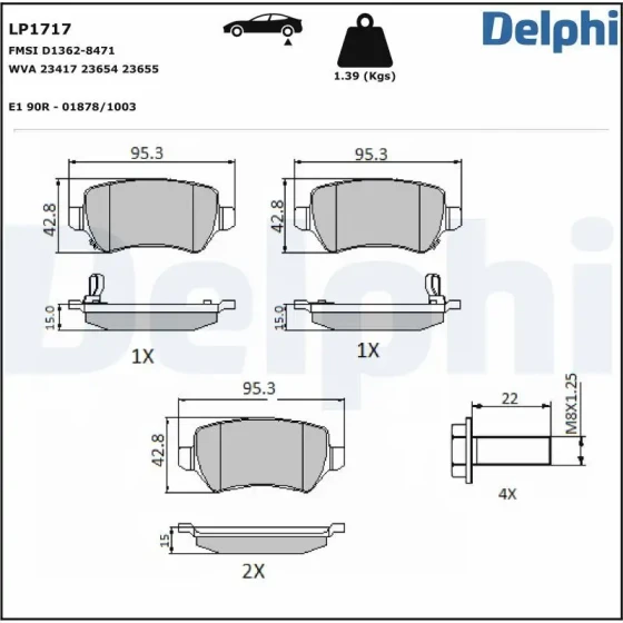 Delphi Arka Fren Balatası – LP1717 ürün görseli