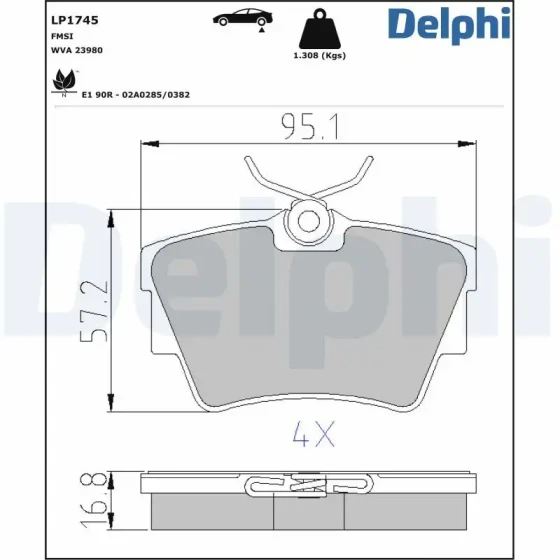 Delphi Arka Fren Balatası – LP1745 ürün görseli