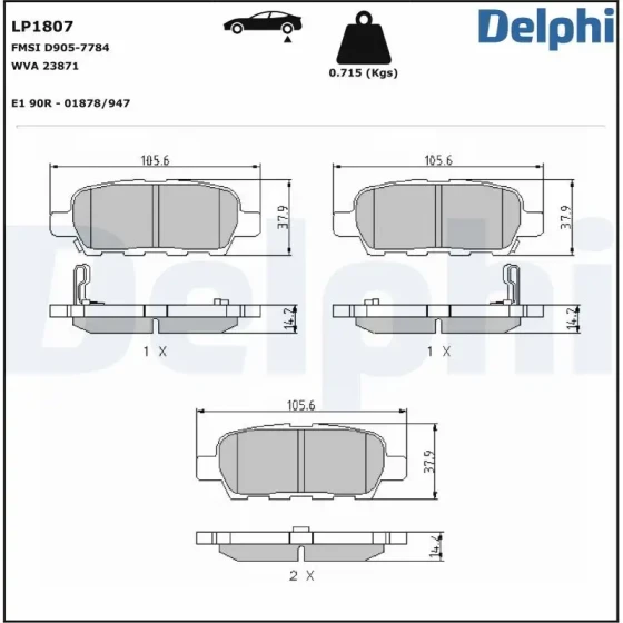 Delphi Arka Fren Balatası – LP1807 ürün görseli