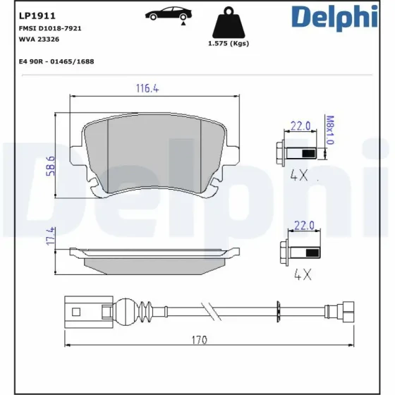 Delphi Arka Fren Balatası – LP1911 ürün görseli