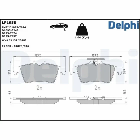 Delphi Arka Fren Balatası – LP1958 ürün görseli