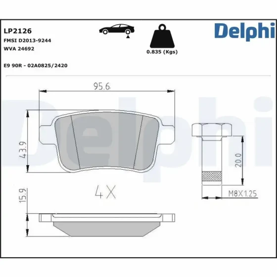 Delphi Arka Fren Balatası – LP2126 ürün görseli