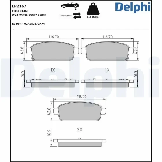 Delphi Arka Fren Balatası – LP2167 ürün görseli