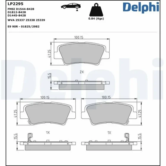Delphi Arka Fren Balatası – LP2295 ürün görseli