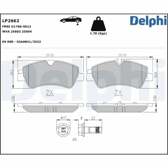 Delphi Arka Fren Balatası – LP2662 ürün görseli
