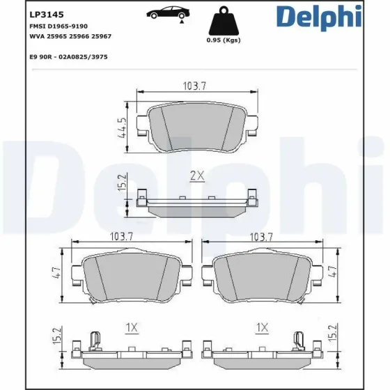 Delphi Arka Fren Balatası – LP3145 ürün görseli