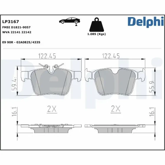 Delphi Arka Fren Balatası – LP3167 ürün görseli