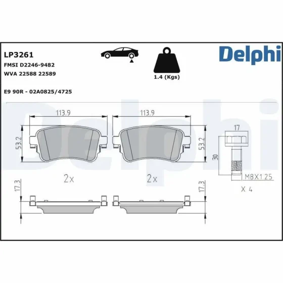 Delphi Arka Fren Balatası – LP3261 ürün görseli
