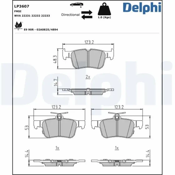 Delphi Arka Fren Balatası – LP3607 ürün görseli