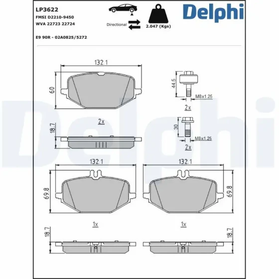 Delphi Arka Fren Balatası – LP3622 ürün görseli