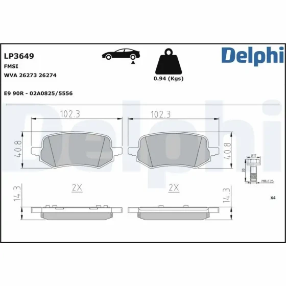 Delphi Arka Fren Balatası – LP3649 ürün görseli