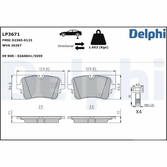 Delphi Arka Fren Balatası – LP3671 ürün görseli