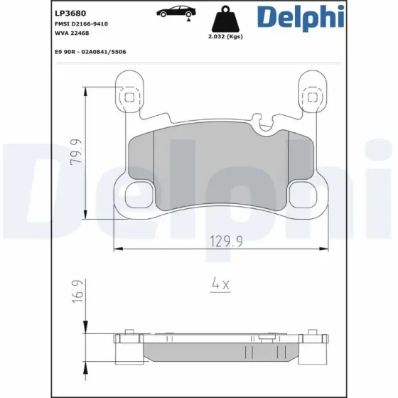Delphi Arka Fren Balatası – LP3680 ürün görseli