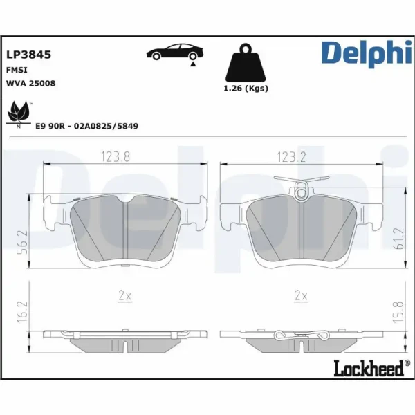 Delphi Arka Fren Balatası – LP3845 / OEM 5Q0698451AE