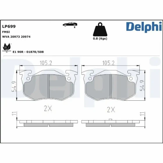 Delphi Arka Fren Balatası – LP699 ürün görseli
