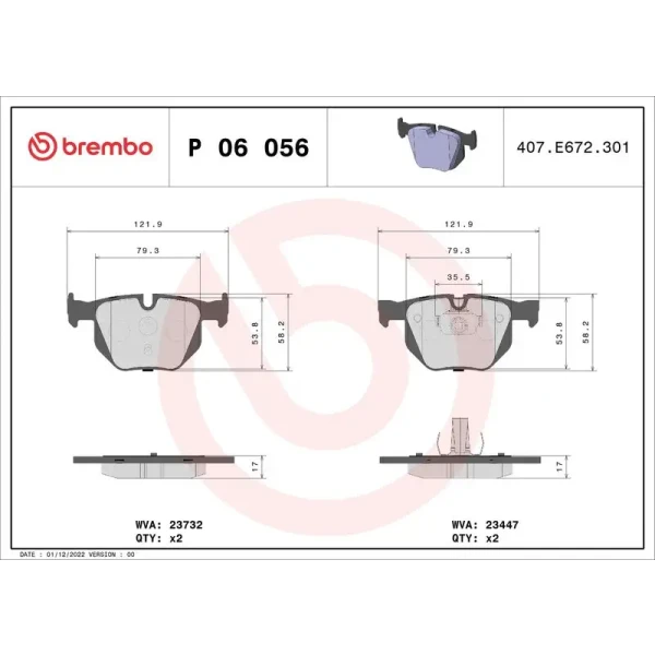 Brembo Arka Fren Balatası – P06056