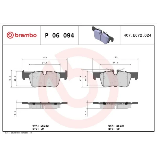 Brembo Arka Fren Balatası – P06094