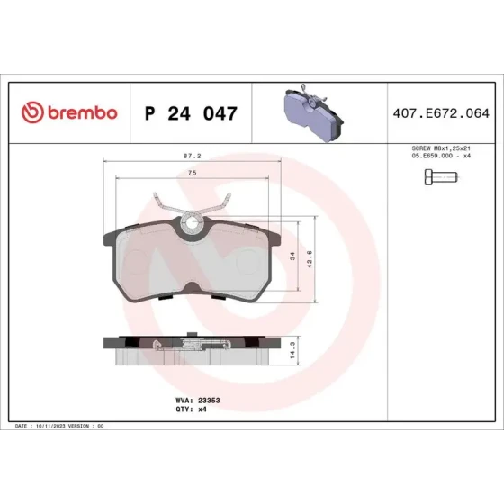 Brembo Arka Fren Balatası – P24047 ürün görseli