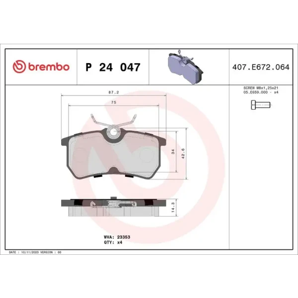 Brembo Arka Fren Balatası – P24047
