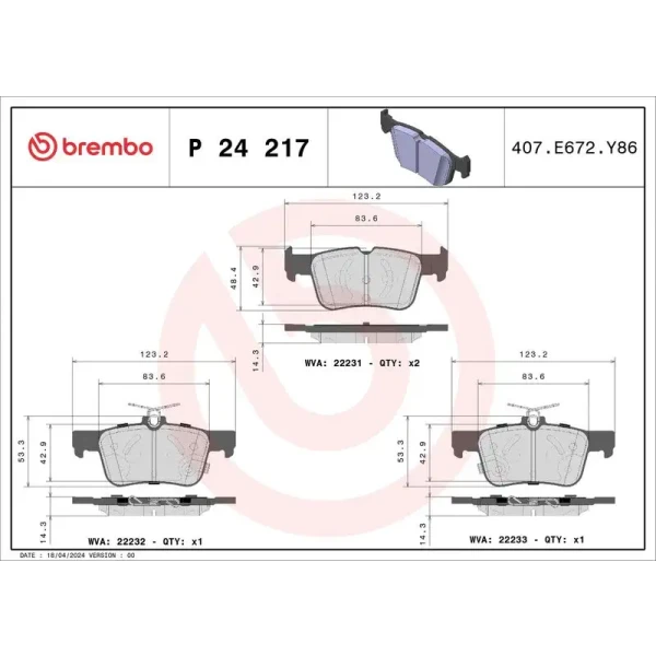 Brembo Arka Fren Balatası – P24217