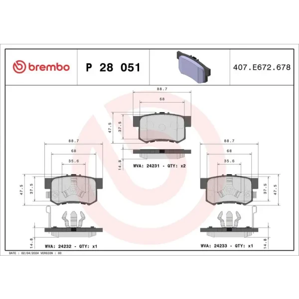 Brembo Arka Fren Balatası – P28051