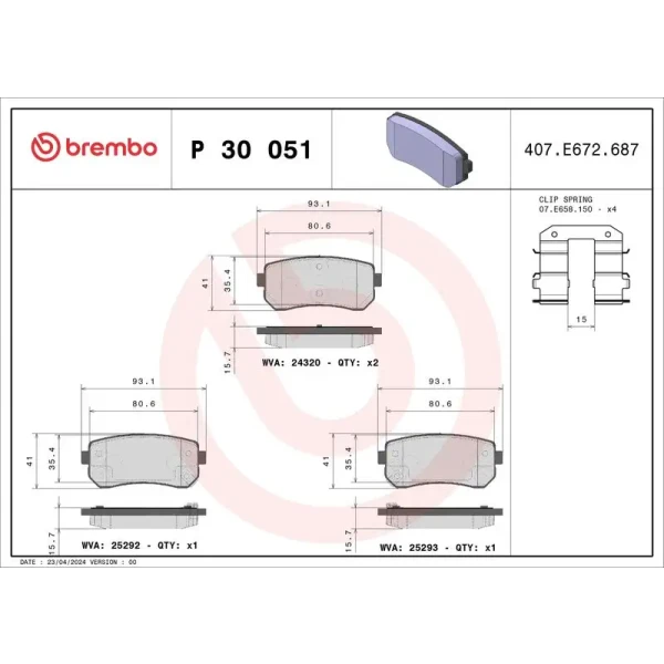Brembo Arka Fren Balatası – P30051
