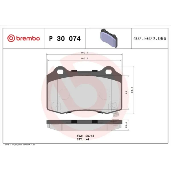Brembo Arka Fren Balatası – P30074